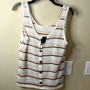Light tank top. Size Large white pink and tan tank.